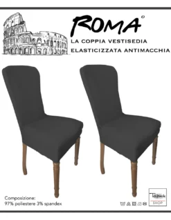 COPPIA coprisedia ELASTICIZZATO ROMA antimacchia in TINTA UNITA GRIGIO PIOMBO