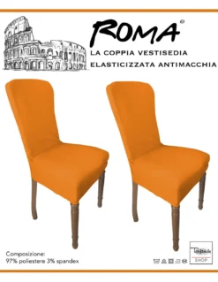 COPPIA coprisedia ELASTICIZZATO ROMA antimacchia in TINTA UNITA ARANCIO
