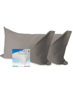 COPPIA federa per GUANCIALE STRONG tinta unita TORTORA cm. 52X82