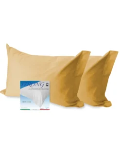 COPPIA federa per GUANCIALE STRONG tinta unita OCRA cm. 52X82