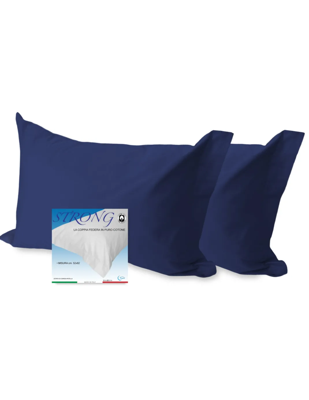 COPPIA federa per GUANCIALE STRONG tinta BLU SCURO cm. 52X82