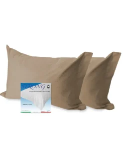 COPPIA federa per GUANCIALE STRONG tinta unita NOCCIOLA cm. 52X82