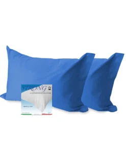 COPPIA federa per GUANCIALE STRONG tinta unita BLUETTE cm. 52X82