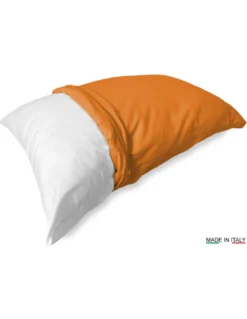 COPPIA federa per GUANCIALE STRONG tinta unita ARANCIO cm. 52X82