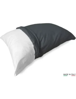 Coppia Federe Guanciale Strong Tinta Unita Grigio Piombo, 100% Cotone, Lavabile, Made in Italy, 52x82 cm