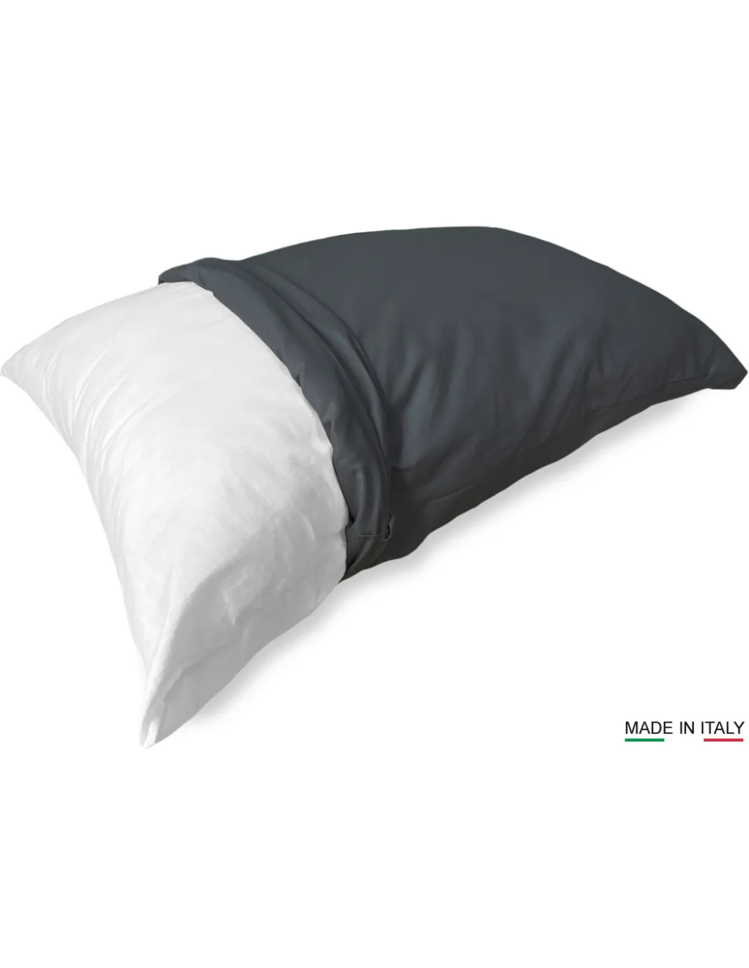 Coppia Federe Guanciale Strong Tinta Unita Grigio Piombo, 100% Cotone, Lavabile, Made in Italy, 52x82 cm