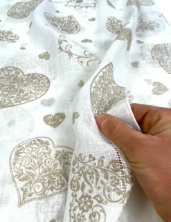 Coppia TENDINA a vetro Cuore Beige larga cm. 60 da Finestra e da Porta
