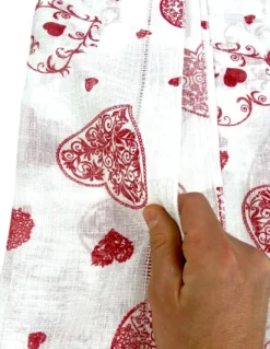 Coppia TENDINA a vetro Cuore Rosso larga cm. 60 da Finestra e da Porta