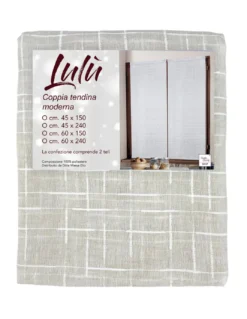 Coppia Tendina Moderna Lulù Beige - Tessuto Ricamato Geometrico, Semitrasparente, Facile Montaggio, 2 Teli