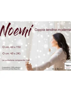 COPPIA TENDINA NOEMI RICAMO MODERNO FOGLIA BIANCO