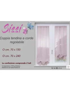 COPPIA tendina SISSI a VETRO MODERNA larga cm 70 Regolabile a Cordine ROSA