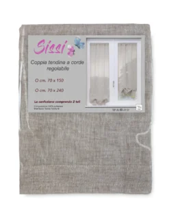 COPPIA tendina SISSI a VETRO MODERNA larga cm 70 Regolabile a Cordine BEIGE