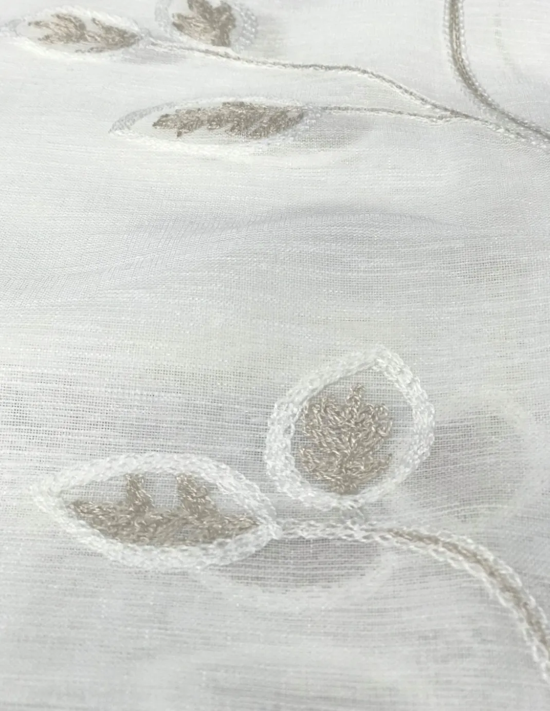 COPPIA tendina VETRO LEAF ricamata BEIGE
