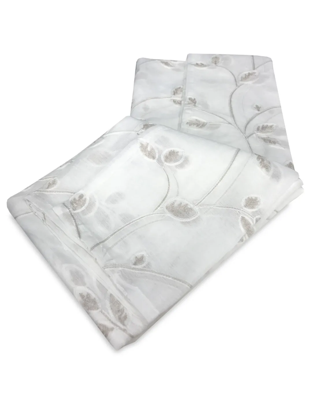 COPPIA tendina VETRO LEAF ricamata BEIGE