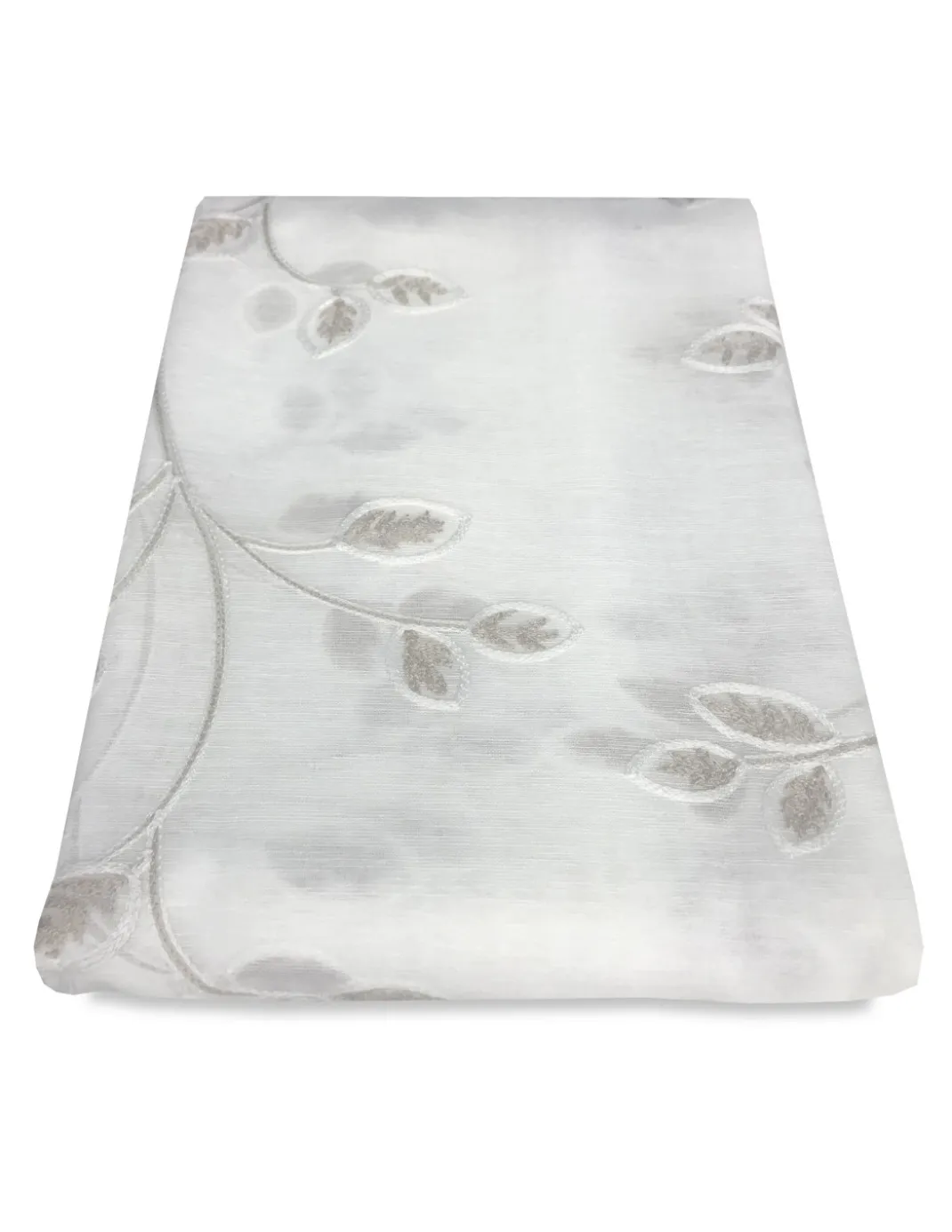 COPPIA tendina VETRO LEAF ricamata BEIGE