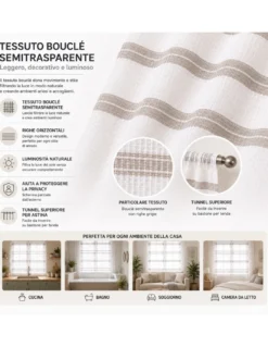 Coppia Tendina Vetro Messico Beige Tortora 2 Teli