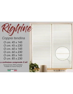 COPPIA tendina VETRO MODERNA larga 45 o 60 o 85 RIGHINE Beige