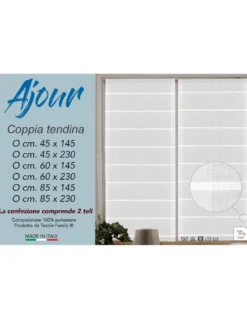 COPPIA tendina VETRO MODERNA larga 45 o 60 o 85 Ajour Bianco