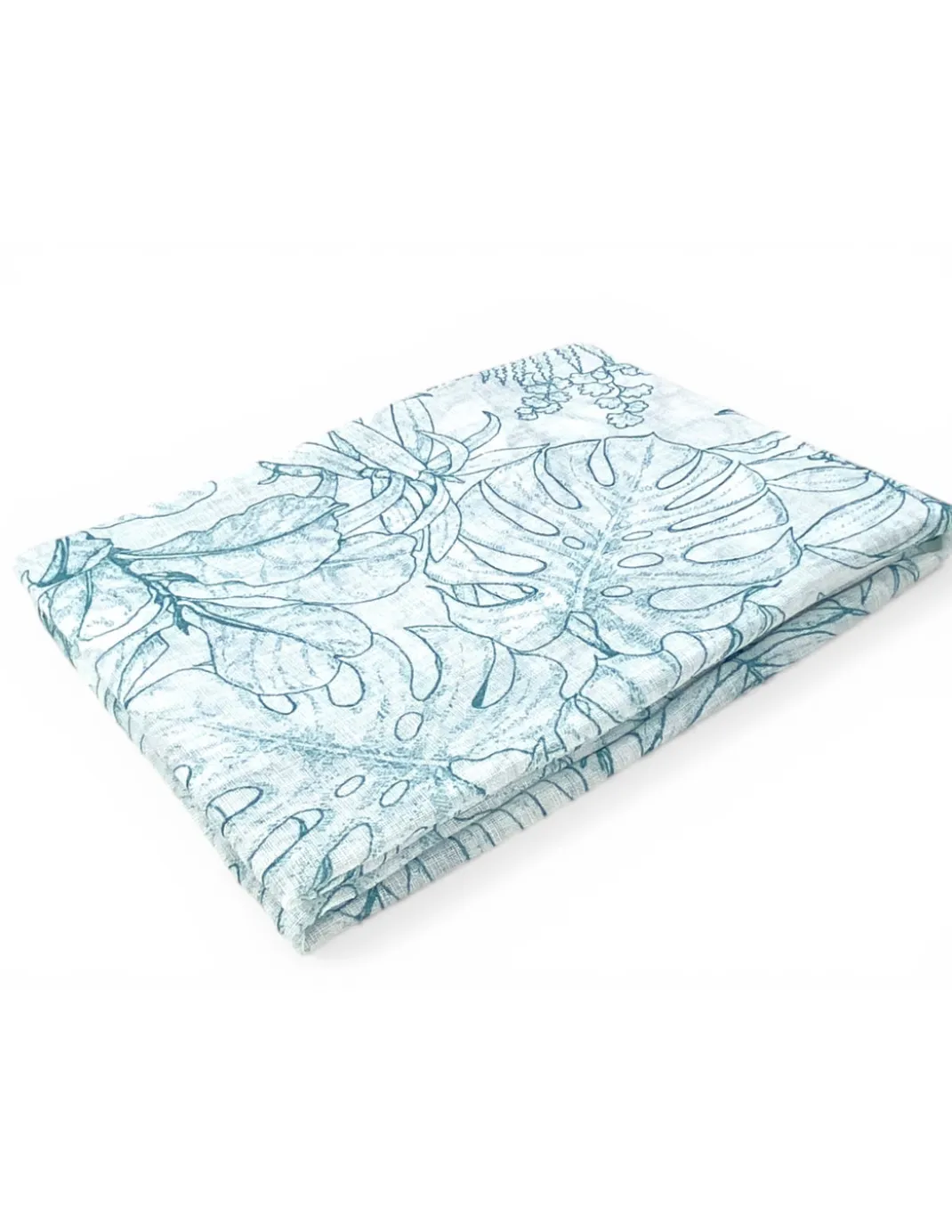 Coppia Tendine a Vetro Modern Leaf Blu Semitrasparenti in Bouclè con Tunnel per Astina – 2 Teli Made in Italy