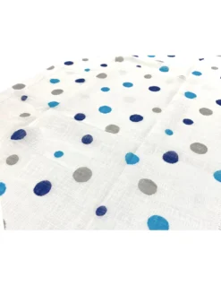Coppia Tendine a Vetro Pois Blu Semitrasparenti in Bouclè con Tunnel per Astina – 2 Teli Made in Italy