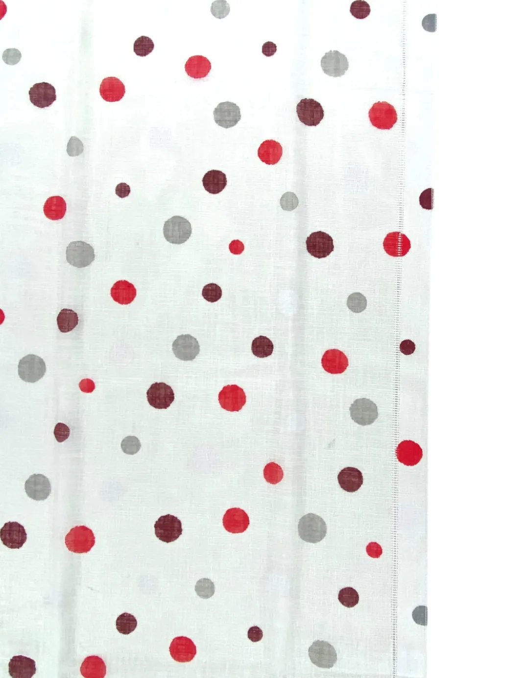 Coppia Tendine a Vetro Pois Rosso Semitrasparenti in Bouclè con Tunnel per Astina – 2 Teli Made in Italy