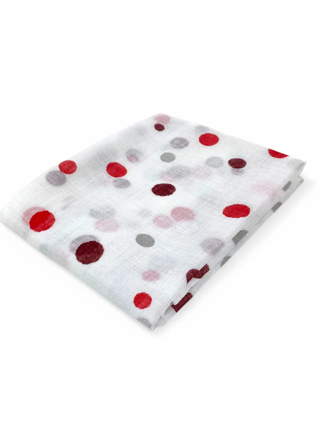 Coppia Tendine a Vetro Pois Rosso Semitrasparenti in Bouclè con Tunnel per Astina – 2 Teli Made in Italy