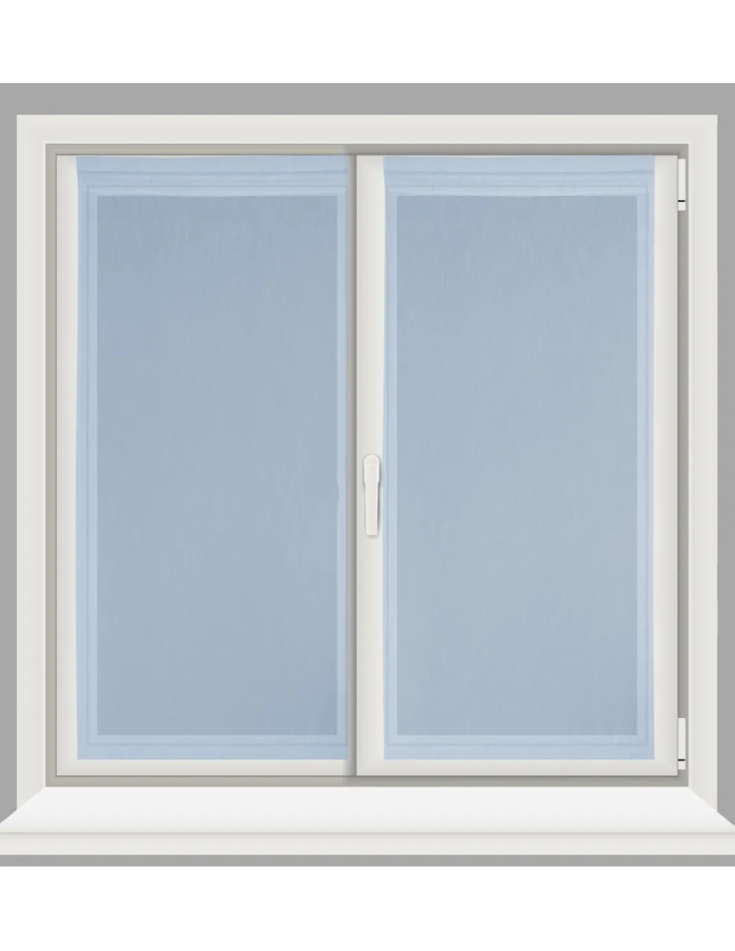 Coppia tendine vetro moderne SIMPLY Azzurro - tessuto poliestere bouclè semitrasparente, orlino tunnel