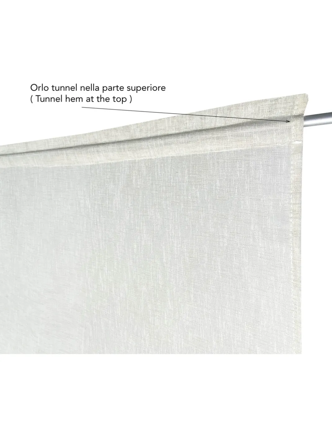 Coppia tendine vetro moderne SIMPLY Beige - tessuto poliestere bouclè semitrasparente, orlino tunnel