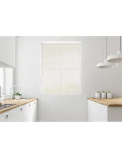 Coppia tendine vetro moderne SIMPLY Beige - tessuto poliestere bouclè semitrasparente, orlino tunnel