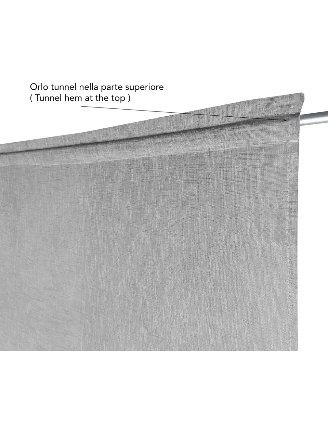 Coppia tendine vetro moderne SIMPLY Grigio - tessuto poliestere bouclè semitrasparente, orlino tunnel