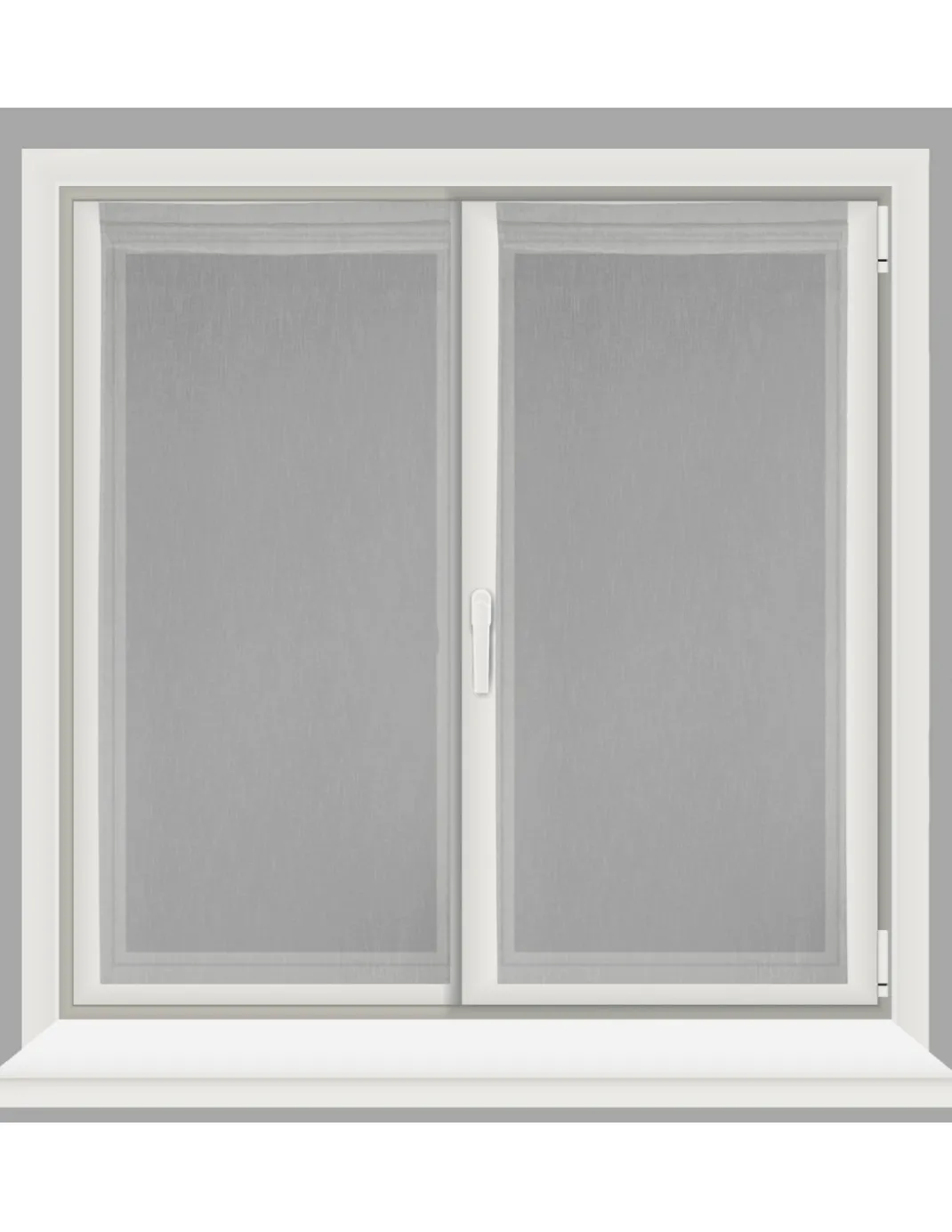 Coppia tendine vetro moderne SIMPLY Grigio - tessuto poliestere bouclè semitrasparente, orlino tunnel