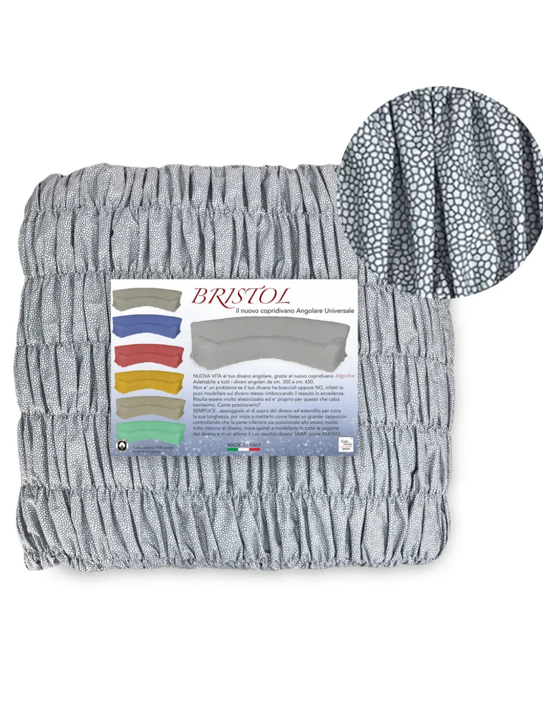 COPRIDIVANO ANGOLARE UNIVERSALE BRISTOL BOY GRIGIO