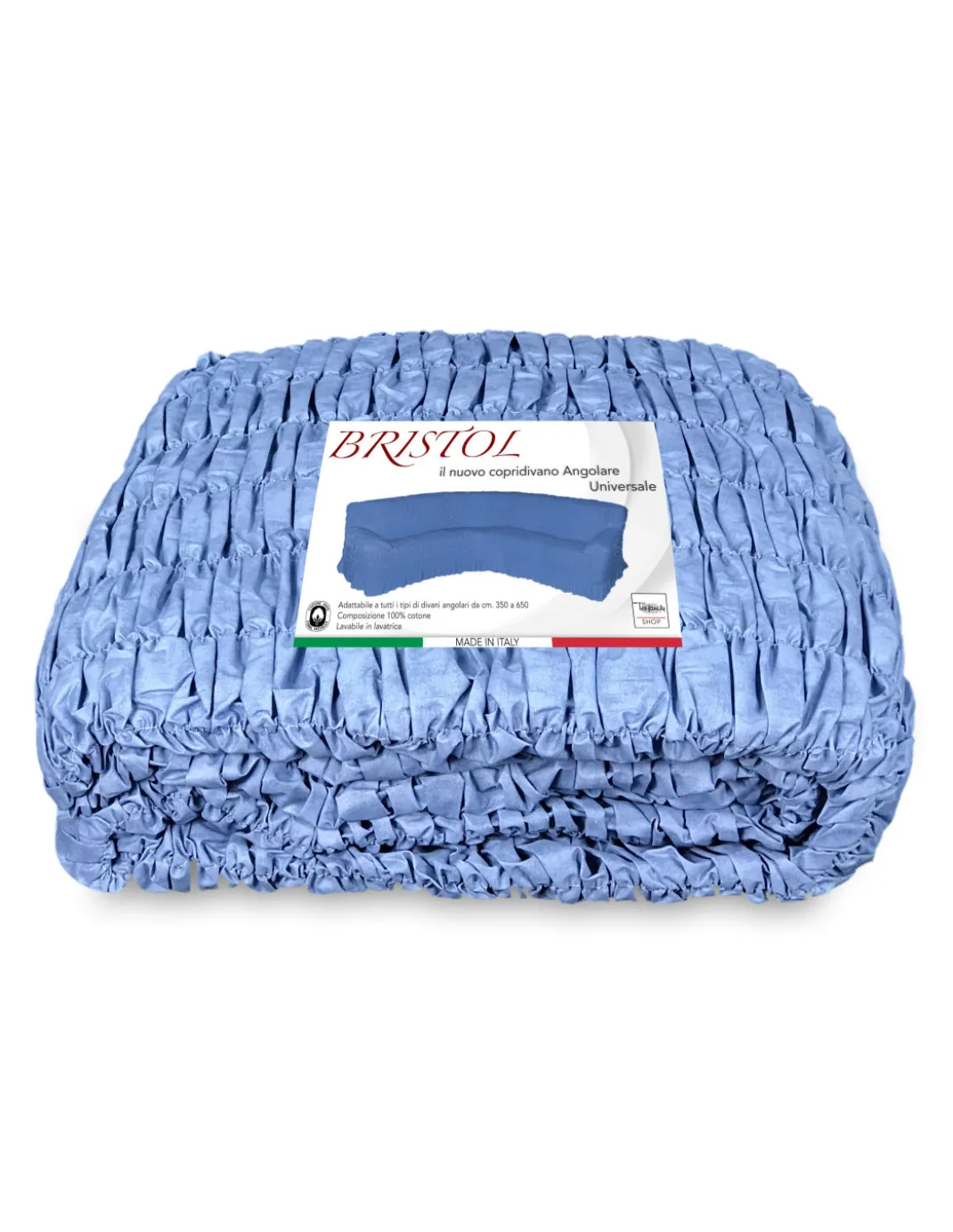 COPRIDIVANO ANGOLARE UNIVERSALE BRISTOL BLU UNITO