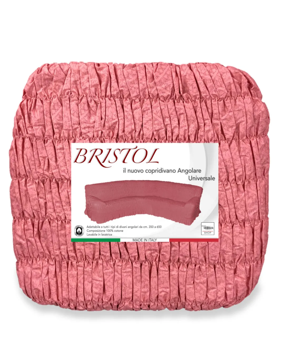 COPRIDIVANO ANGOLARE UNIVERSALE BRISTOL ROSA UNITO