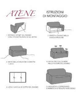 COPRIDIVANO elasticizzato ATENE universale GRIGIO bielastico