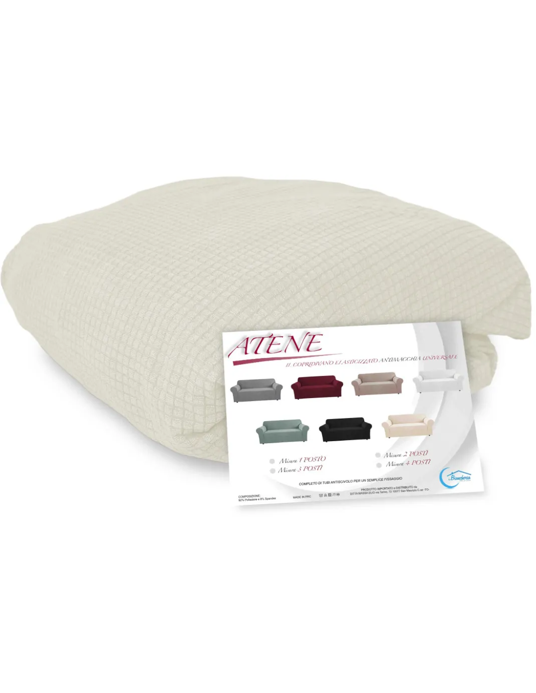 COPRIDIVANO elasticizzato ATENE universale BIANCO LATTE bielastico
