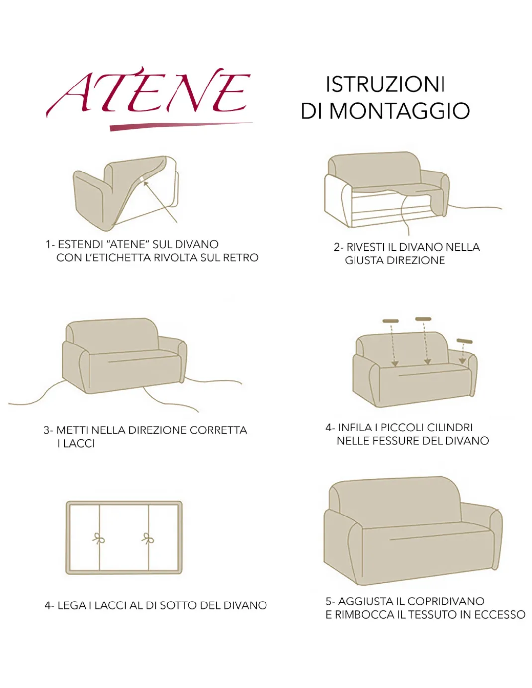 COPRIDIVANO elasticizzato ATENE universale BEIGE bielastico