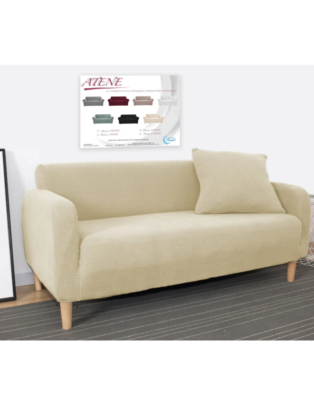 COPRIDIVANO elasticizzato ATENE universale BEIGE bielastico