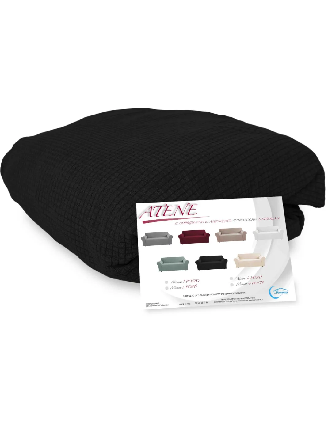 COPRIDIVANO elasticizzato ATENE universale NERO bielastico