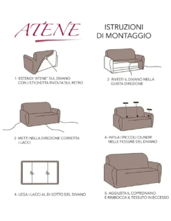 COPRIDIVANO elasticizzato ATENE universale MARRONE bielastico