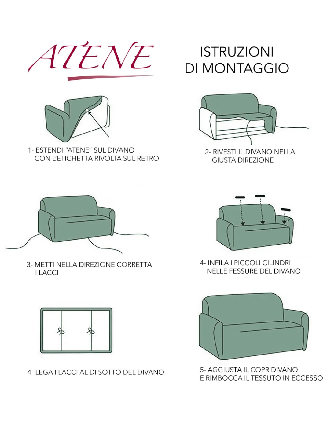 COPRIDIVANO elasticizzato ATENE universale VERDE bielastico