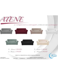 COPRIDIVANO elasticizzato ATENE universale BORDEAUX bielastico