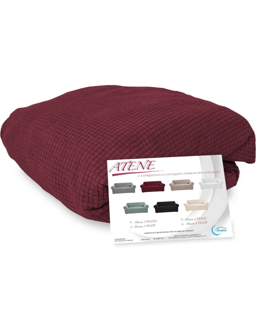 COPRIDIVANO elasticizzato ATENE universale BORDEAUX bielastico