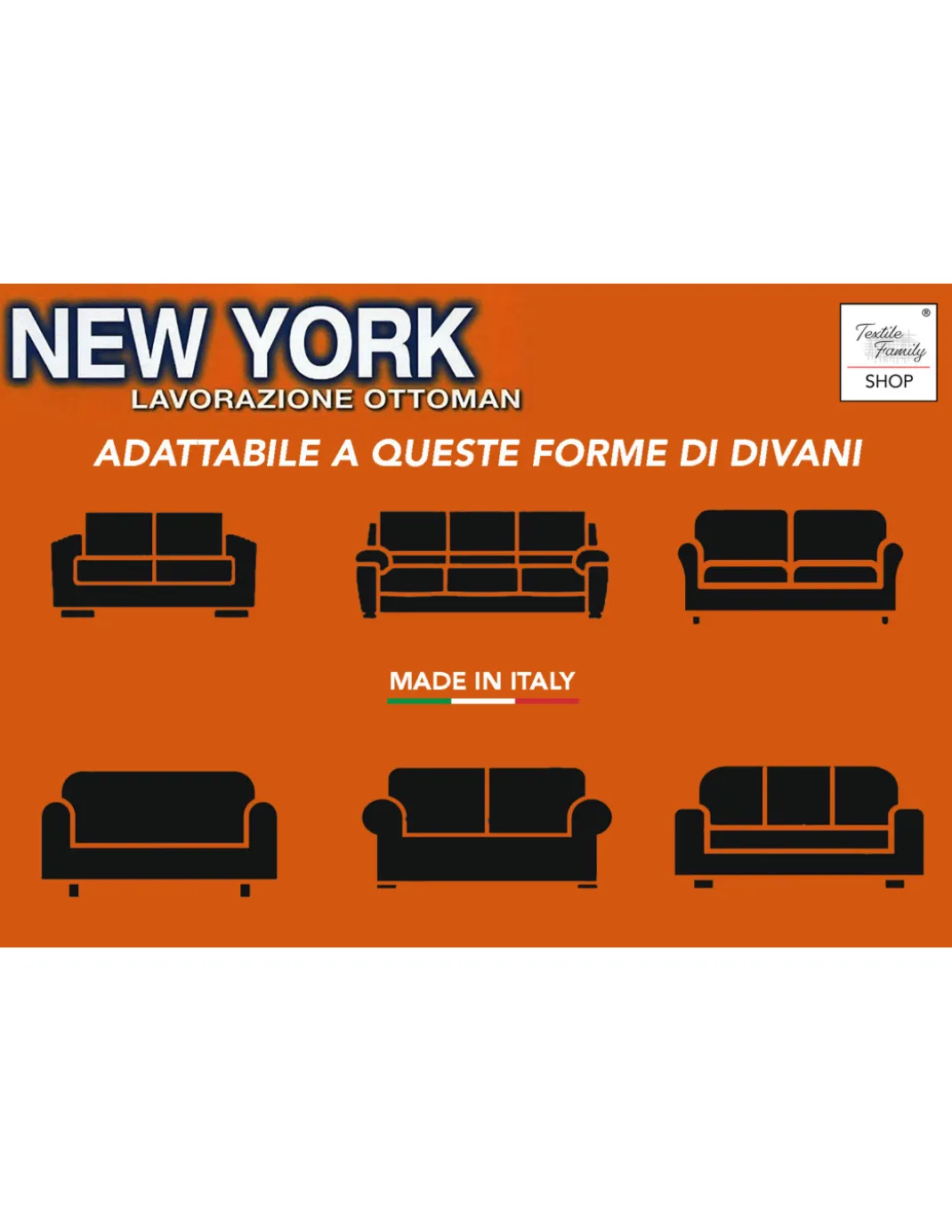 Copridivano Grigio Cenere Elasticizzato New York, Antigraffio, per Divani con Braccioli, Telo Divano Universale, Made in Italy