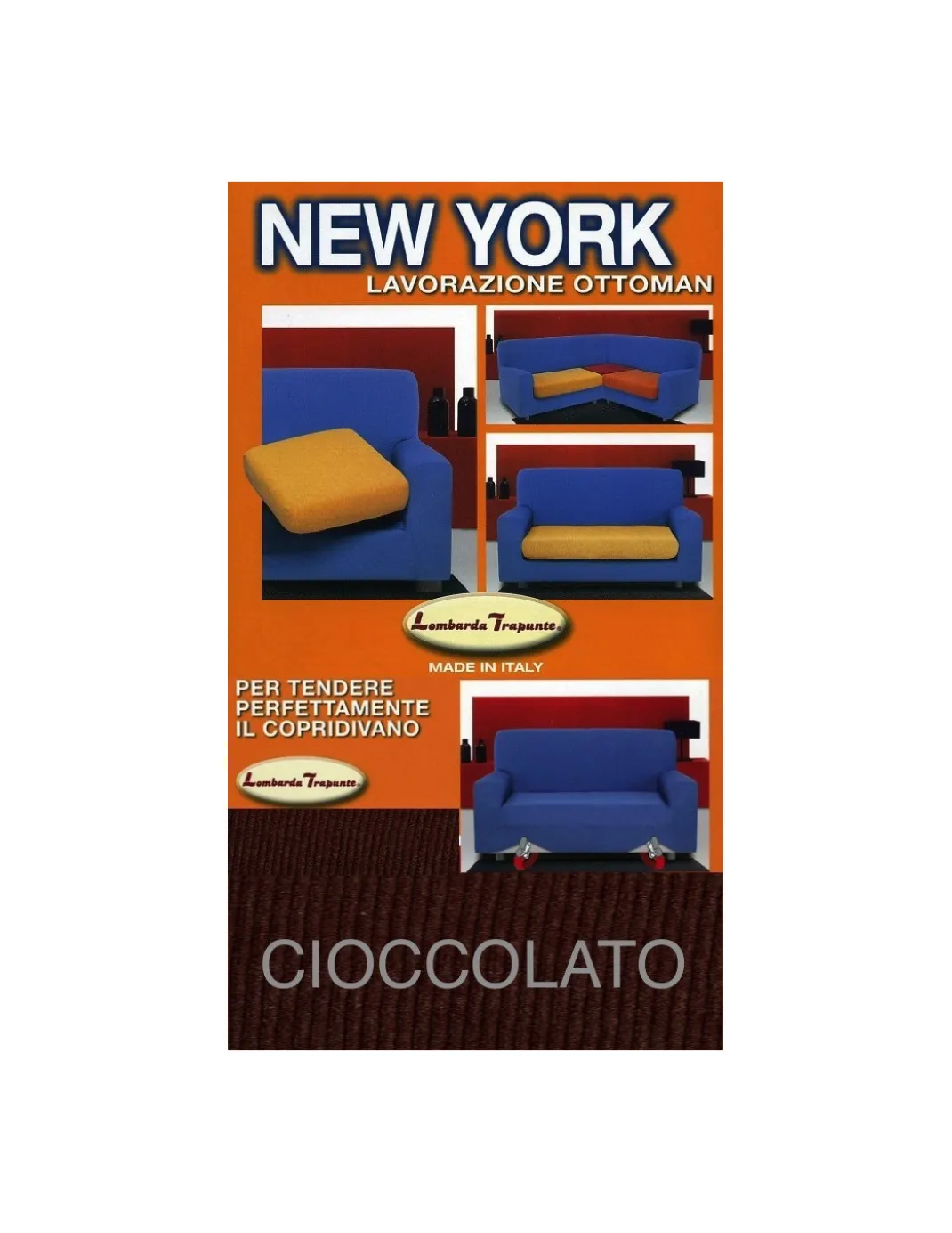 Copridivano New York Cioccolato Elasticizzato, Antigraffio, per Divani con Braccioli, Telo Divano Universale, Made in Italy