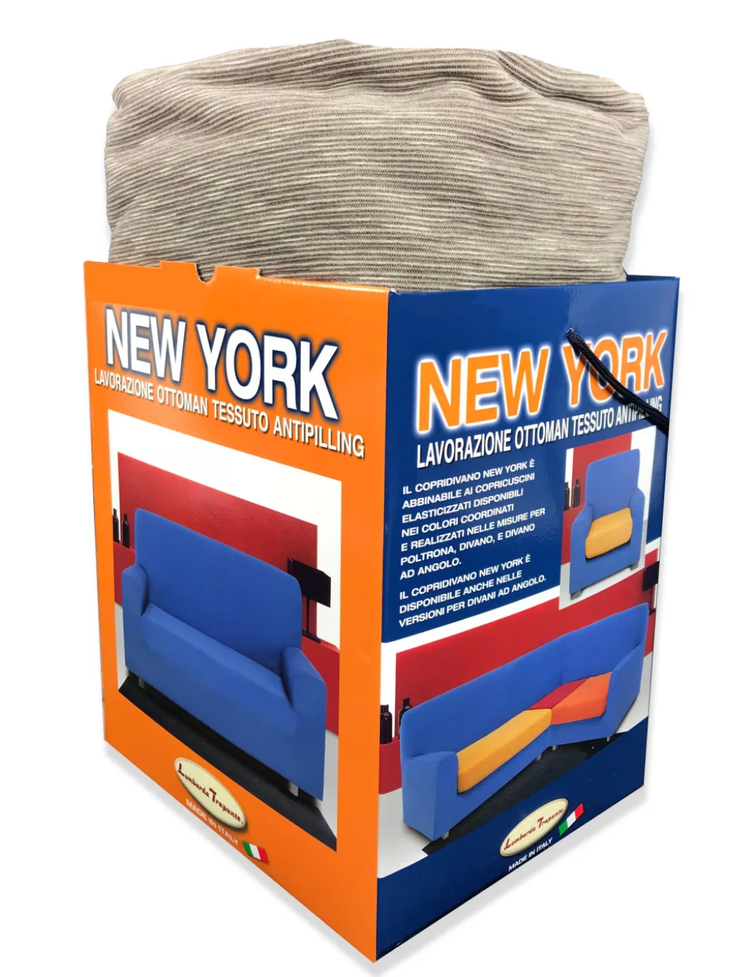 Copridivano New York Fashion Corda Elasticizzato, Antigraffio, per Divani con Braccioli, Telo Divano Universale, Made in Italy
