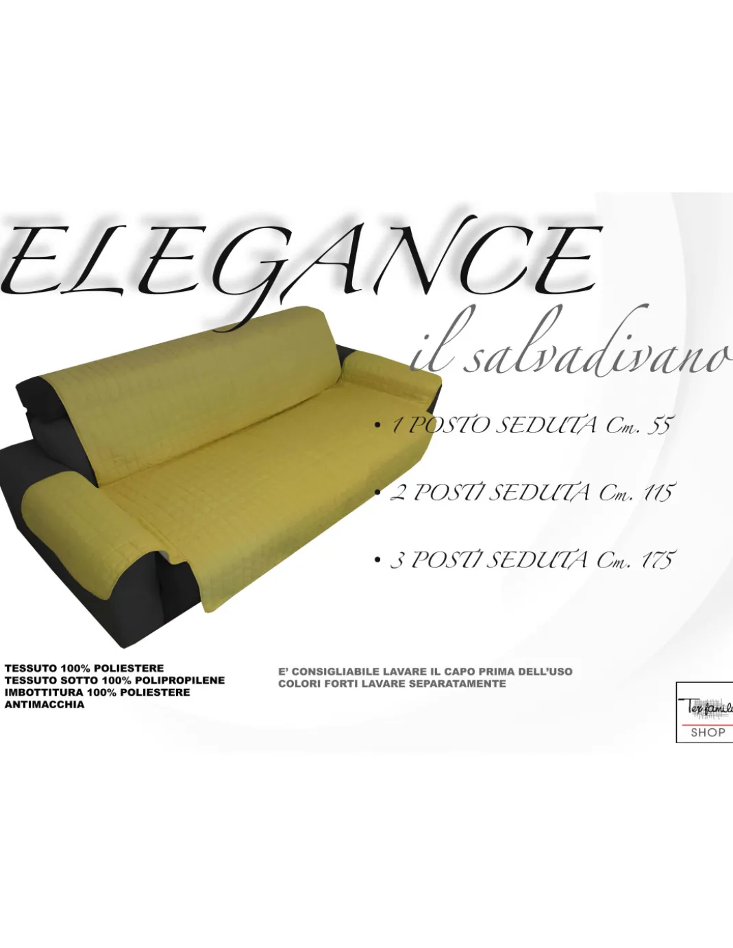COPRIDIVANO OR SALVADIVANO ELEGANCE GIALLO ORO ANTIMACCHIA TRAPUNTATO PIANO LISCIO