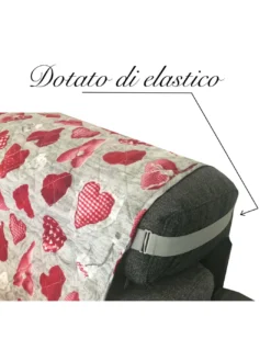 COPRIDIVANO SALVADIVANO CHARLY TRAPUNTATO PIANO LISCIO CUORI ROSSI SHABBY