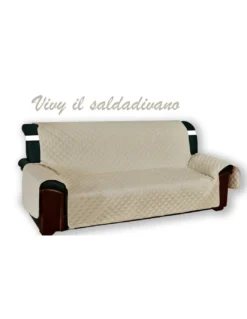 Copridivano Trapuntato Vivy Beige Ecrù - Proteggi Divano con Braccioli - Poliestere Lavabile, Antiscivolo