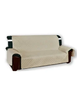 Copridivano Trapuntato Vivy Beige Ecrù - Proteggi Divano con Braccioli - Poliestere Lavabile, Antiscivolo